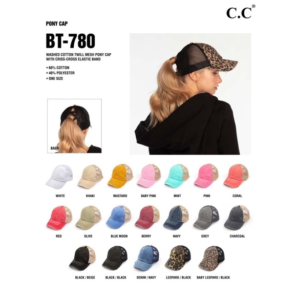 NEW C.C. Distressed Leopard Criss Cross Pony Hat - Picture 3 of 4